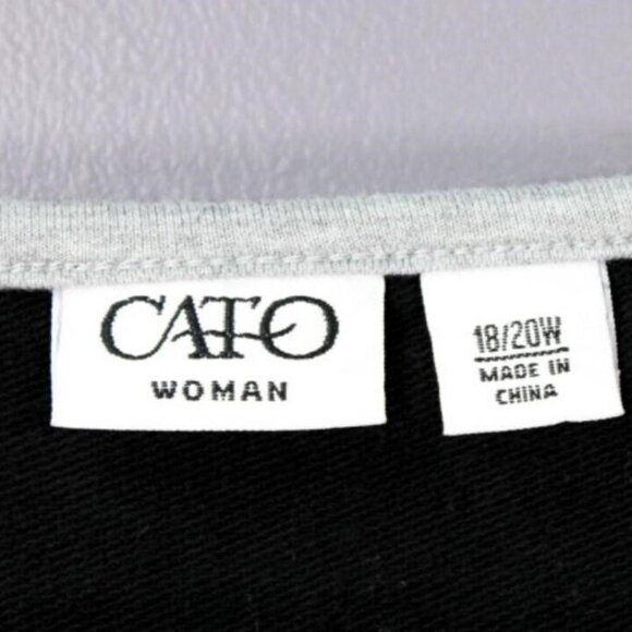 CATO Black & White Color block  Embellished Beaded Tunic Jersey Top Size 18 20 - Picture 3 of 4